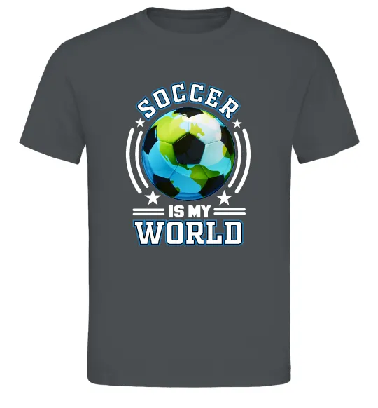 Мужская футболка Soccer is my world Графит фото