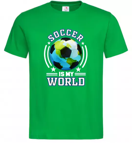Мужская футболка Soccer is my world Зеленый фото