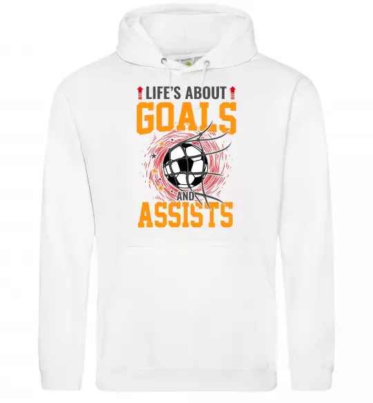 Женская толстовка (худи) Goals and assists Белый фото