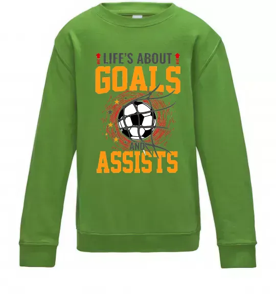 Детский Свитшот Goals and assists Лаймовый фото