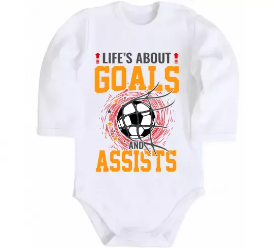 Детский боди Goals and assists Белый фото