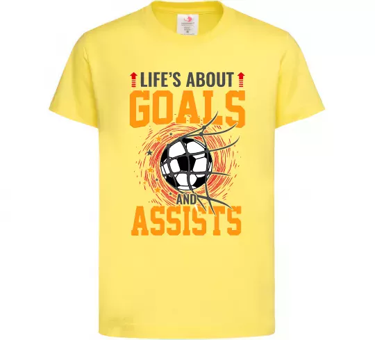Дитяча футболка Goals and assists Лимонний фото