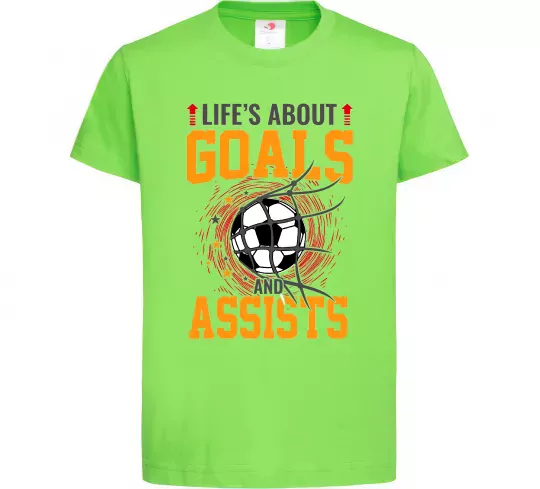 Дитяча футболка Goals and assists Лаймовий фото