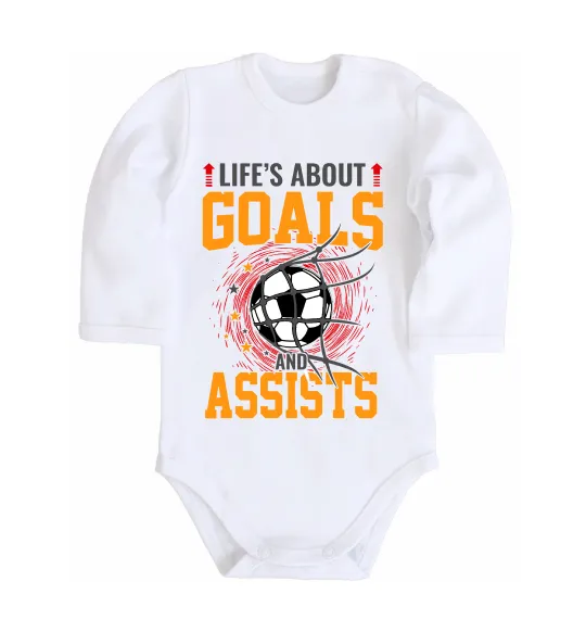 Дитячий бодік Goals and assists Білий фото
