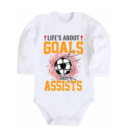 Детский боди Goals and assists Белый фото