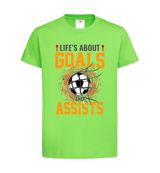 Дитяча футболка Goals and assists Лаймовий фото