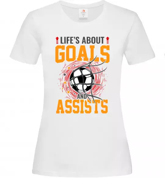 Женская футболка Goals and assists Белый фото