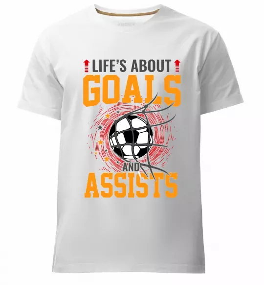 Мужская премиум футболка Goals and assists Белый фото