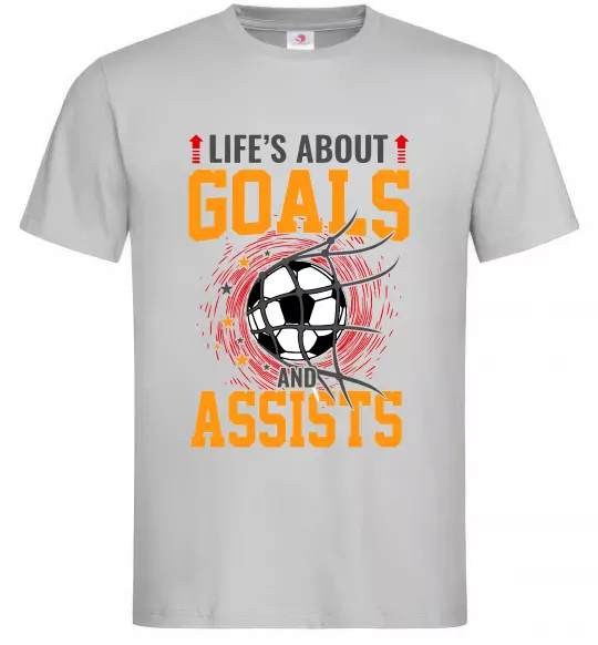 Мужская футболка Goals and assists Серый фото