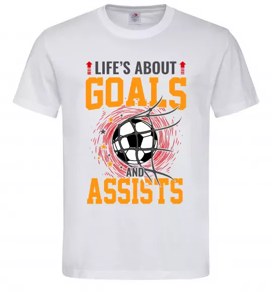 Мужская футболка Goals and assists Белый фото