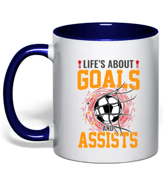 Чашка с цветной ручкой Goals and assists Глубокий темно-синий фото