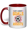 Чашка с цветной ручкой Goals and assists Красный фото