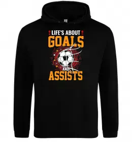 Мужская толстовка (худи) Goals and assists Черный фото