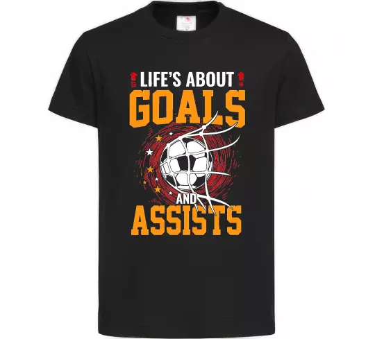 Дитяча футболка Goals and assists Чорний фото