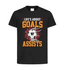 Дитяча футболка Goals and assists Чорний фото