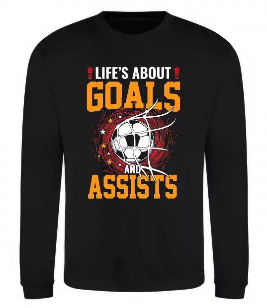Свитшот Goals and assists Черный фото