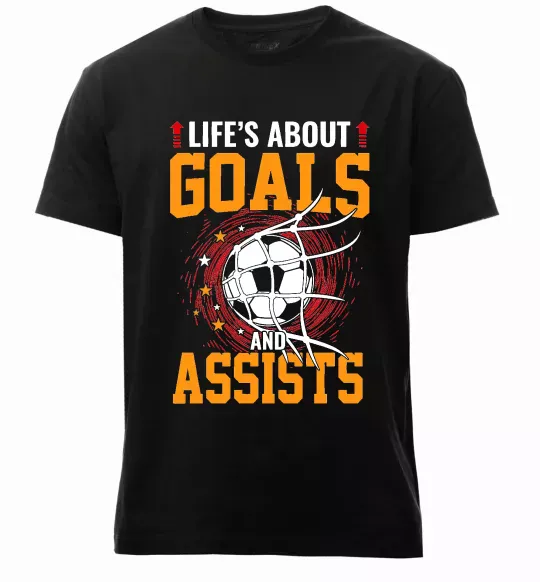Мужская премиум футболка Goals and assists Черный фото