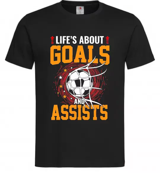 Мужская футболка Goals and assists Черный фото