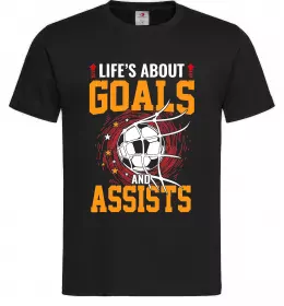 Мужская футболка Goals and assists Черный фото