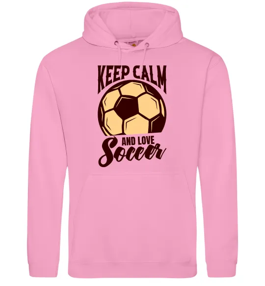 Мужская толстовка (худи) Keep calm and love Soccer Розовый фото