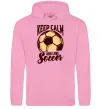 Мужская толстовка (худи) Keep calm and love Soccer Розовый фото