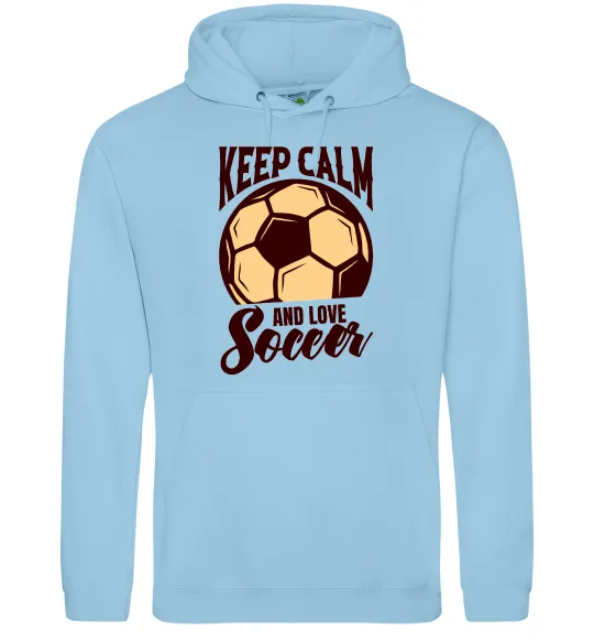 Мужская толстовка (худи) Keep calm and love Soccer Голубой фото