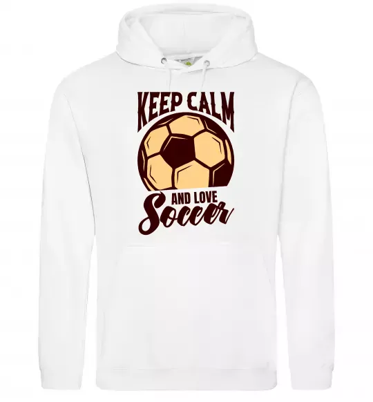 Жіноча толстовка (худі) Keep calm and love Soccer Білий фото