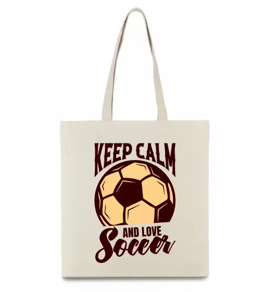 Эко-сумка Keep calm and love Soccer Бежевый фото