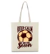Эко-сумка Keep calm and love Soccer Бежевый фото