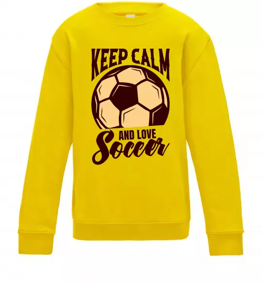 Дитячий світшот Keep calm and love Soccer Сонячно жовтий фото
