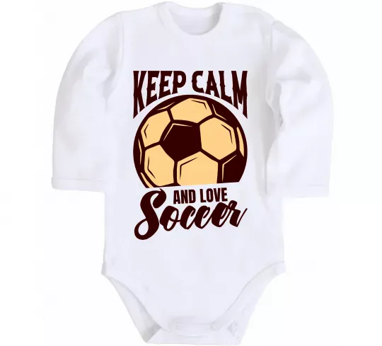 Детский боди Keep calm and love Soccer Белый фото