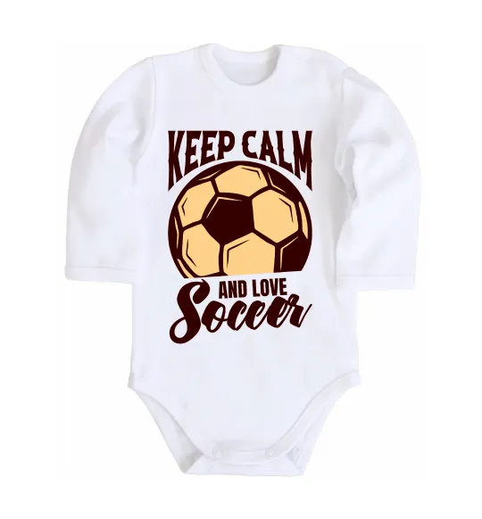 Дитячий бодік Keep calm and love Soccer Білий фото