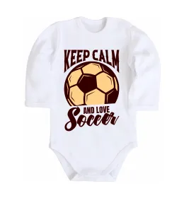 Детский боди Keep calm and love Soccer Белый фото
