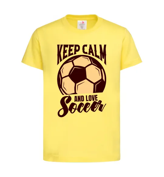 Детская футболка Keep calm and love Soccer Лимонный фото