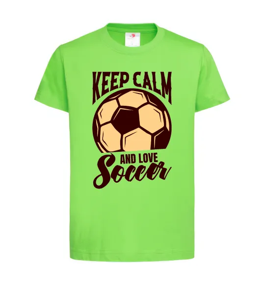 Детская футболка Keep calm and love Soccer Лаймовый фото