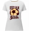 Женская премиум футболка Keep calm and love Soccer Белый фото