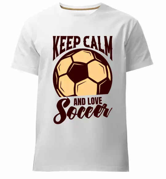 Чоловіча преміум футболка Keep calm and love Soccer Білий фото