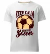 Чоловіча преміум футболка Keep calm and love Soccer Білий фото