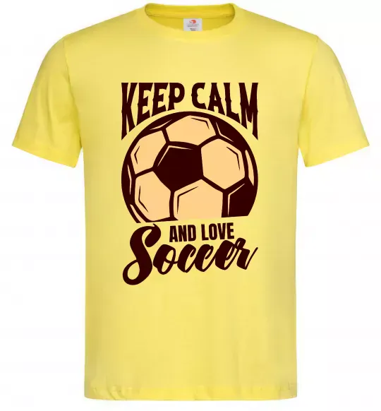 Мужская футболка Keep calm and love Soccer Лимонный фото