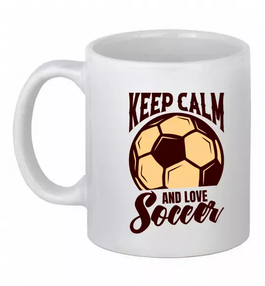 Чашка керамическая Keep calm and love Soccer Белый фото
