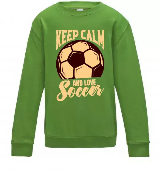 Дитячий світшот Keep calm and love Soccer Лаймовий фото