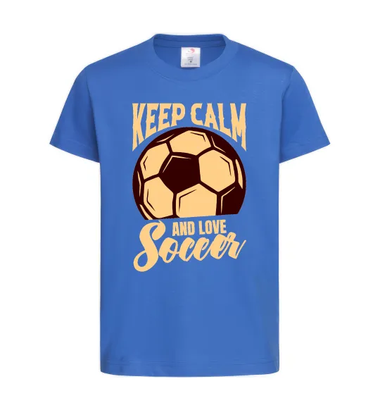 Детская футболка Keep calm and love Soccer Ярко-синий фото