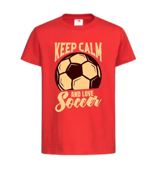 Детская футболка Keep calm and love Soccer Красный фото