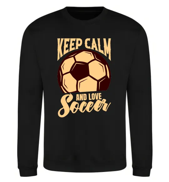 Світшот Keep calm and love Soccer Чорний фото