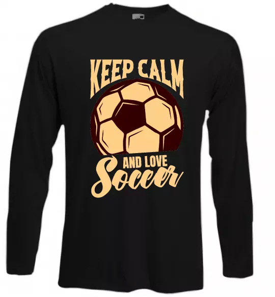 Лонгслив Keep calm and love Soccer Черный фото