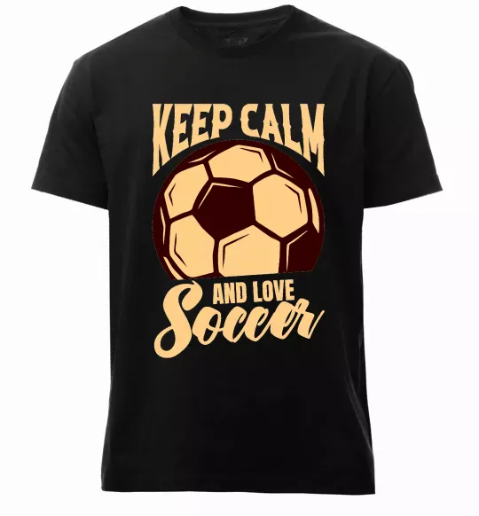 Чоловіча преміум футболка Keep calm and love Soccer Чорний фото