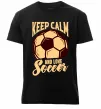 Чоловіча преміум футболка Keep calm and love Soccer Чорний фото