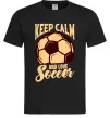 Мужская футболка Keep calm and love Soccer Черный фото