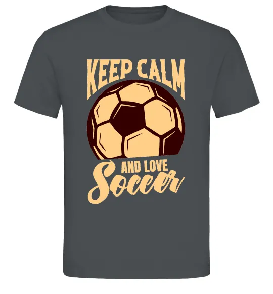 Мужская футболка Keep calm and love Soccer Графит фото