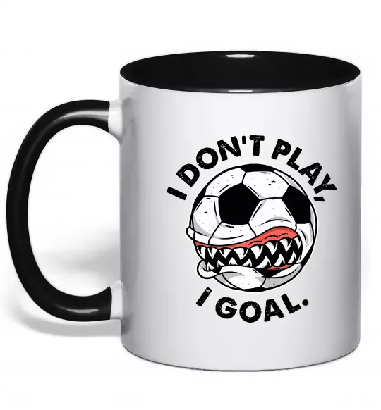 Чашка с цветной ручкой I don`t play I goal Черный фото